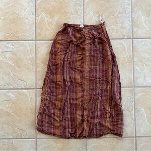 Muted Earth Tone High Waisted Plaid Maxi Skirt